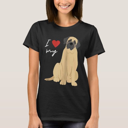 T-shirt I Love My Mastiff Dog  Raglan Baseball (Devant)