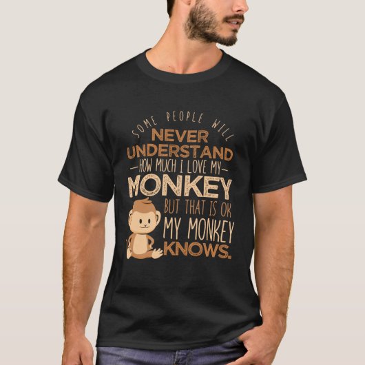 T-shirt I Love My Monkey Animal Monkey (Devant)