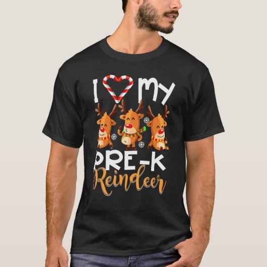T-shirt I Love My Pre k Reindeers Étudiants Enseignant Chr (Devant)