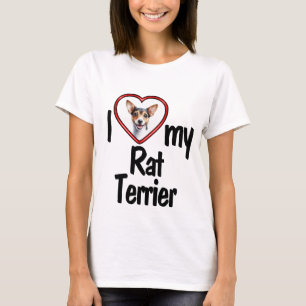 T-shirt I Love My Rat Terrier - Red Heart Dog Photo