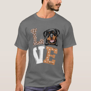 T-shirt I Love My Rottweiler Funny Dog Lovers Leopard Prin
