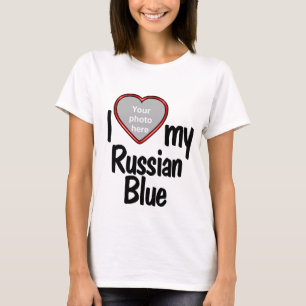 T-shirt I Love My Russian Blue - Heart Shaped Cat Photo