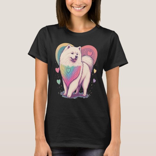 T-shirt I Love My Samoyed Dog Valentines Day Heart Artwork (Devant)