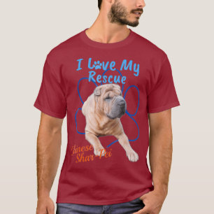 T-shirt I Love My Secourt Chinese Shar-Pei Cool Adopté