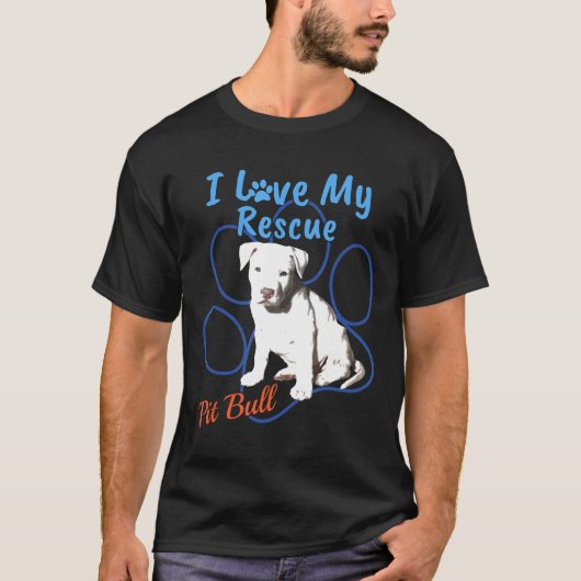T-shirt I Love My Secourt Pit Bull Cool Adopté Chien (Devant)