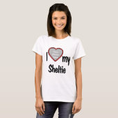 T-shirt I Love My Sheltie - Red Heart Photo Frame (Devant entier)