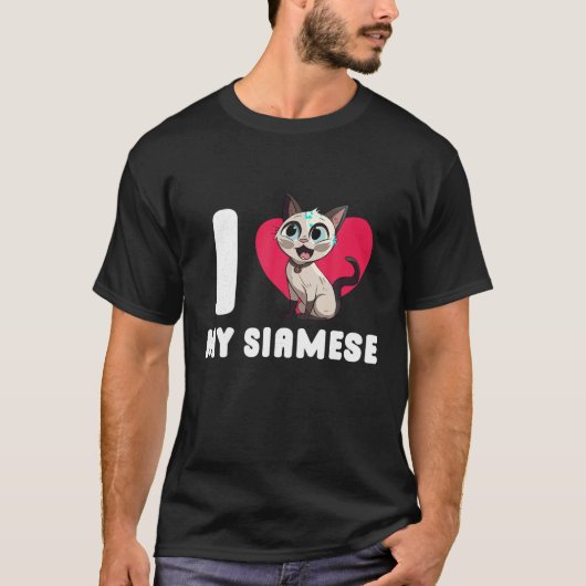 T-shirt I Love My Siamese Chat Kitten Amoureux des chats K (Devant)