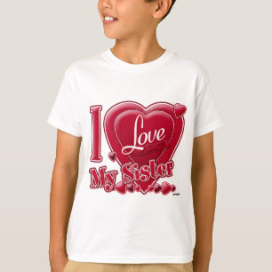 T-shirt I Love My Sister rouge - coeur