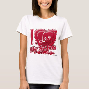 T-shirt I Love My Sisters rouge - coeur