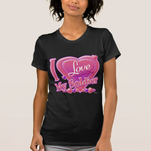 T-shirt I Love My Soldier rose/violet - coeur