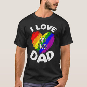 T-shirt I Love My Two Moms Gay pride Lgbt Drapeau Lesbian