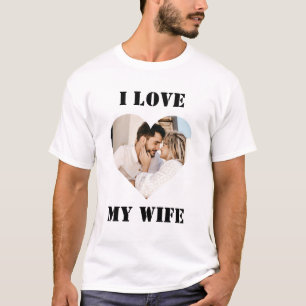 T-shirt I Love My Wife Heart Personnalisé Photo T-S