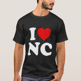 T-shirt I Love Nc Heart Caroline du Nord