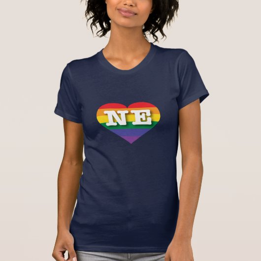 T-shirt I Love Nebraska Rainbow Heart (Devant)