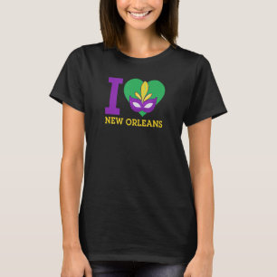 T-shirt I Love New Orleans Heart Mardi Gras Masquerade Par