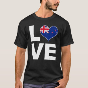 T-shirt I Love New Zealand Heart Flag Nouvelle-Zélande