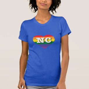 T-shirt I Love North Carolina Rainbow Heart