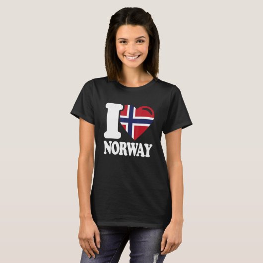 T-shirt I Love Norway Homeland Norwegian Drapeau Norvège (Devant entier)