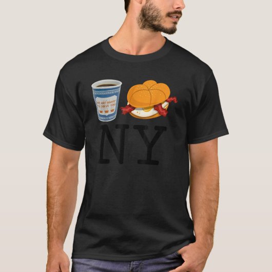 T-shirt I love NY New York Bacon Egg and Cheese and Coffee (Devant)