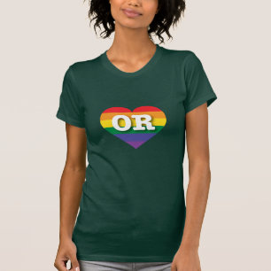 T-shirt I Love Oregon Rainbow Heart
