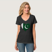 T-shirt I love Pakistan National Flag Pride Heart (Devant entier)