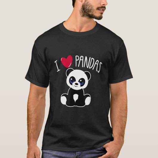 T-shirt I Love Pandas Panda Quote He (Devant)