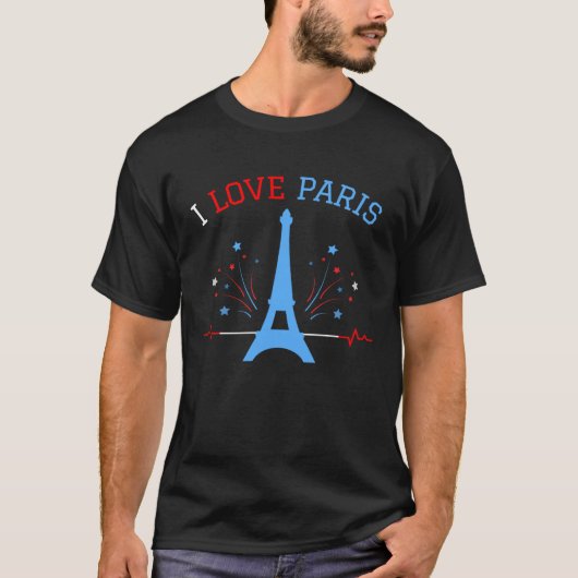 T-shirt I Love Paris With Eiffel Tower For France Lovers (Devant)