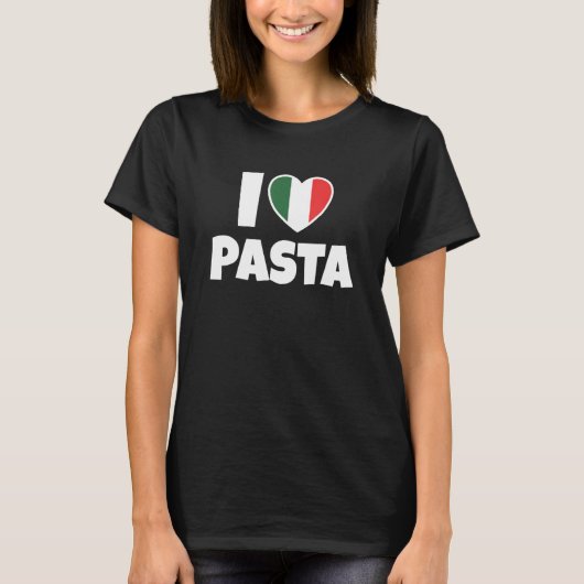 T-shirt I Love Pasta with Italy Flag and Heart (Devant)