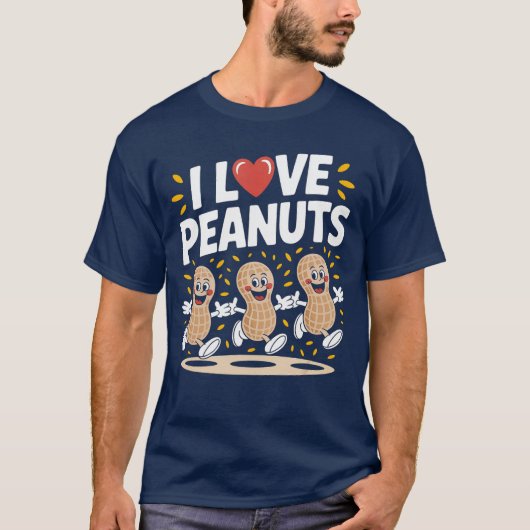 T-shirt I Love Peanuts Fun Cartoon Design retro (Devant)