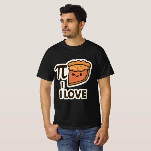 T-shirt I Love Pi Sticker - Mignonne Math & Pie Pun Design (Devant entier)