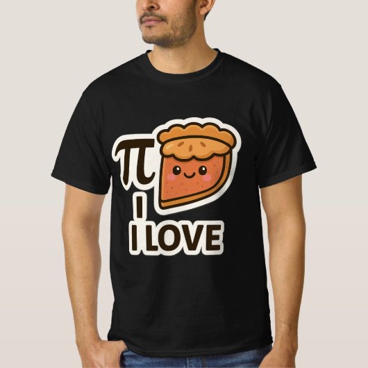 T-shirt I Love Pi Sticker - Mignonne Math & Pie Pun Design (Devant)