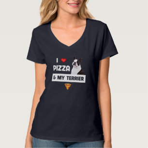 T-shirt I Love Pizza and My Boston Terrier Dog Pepperoni F