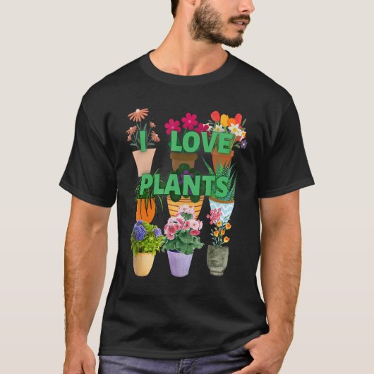 T-shirt I love plants Many Pots (Devant)