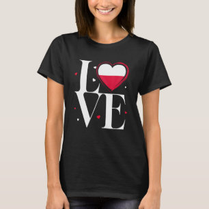 T-shirt I Love Pologne Vintage Polonais Racines Coeur Polo