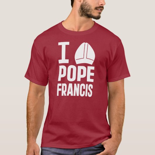 T-shirt I Love Pope Francis (Casquette pointy) (Devant)