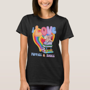 T-shirt I Love Puppie & Livres Rainbow Aesthétique été