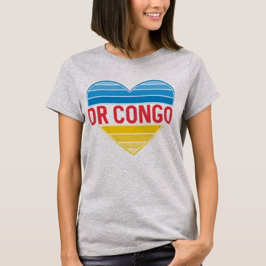 T-shirt I Love RD Congo, Congo-Kinshasa Coeur (Devant)