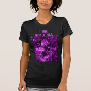 T-shirt I Love Rock N Roll Guitare Électrique Peinture Vio