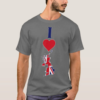T-shirt I Love Royaume-Uni Vertical I Heart UK Drapeau