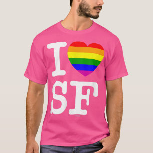 T-shirt I Love San Francisco White, LGBTQ Rainbow Heart
