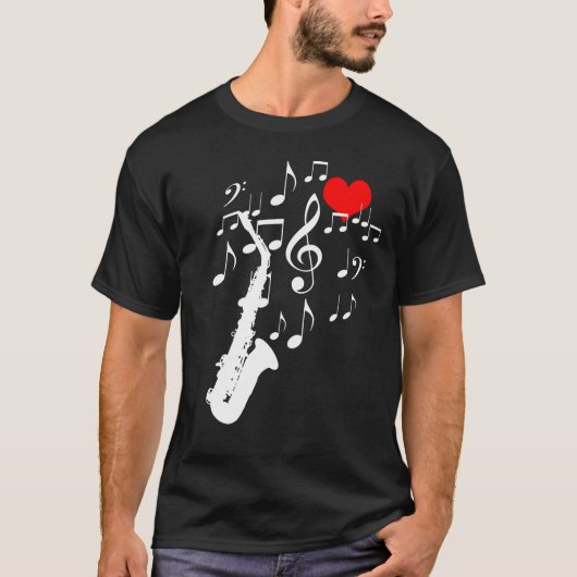 T-shirt I Love Saxophone Musique noir drôle (Devant)