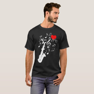 T-shirt I Love Saxophone Musique noir drôle