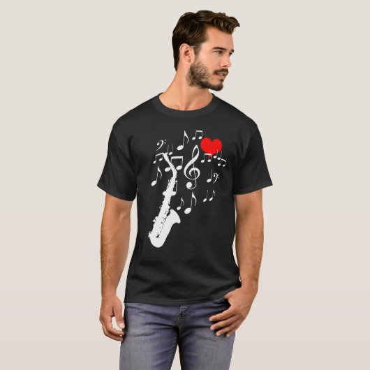 T-shirt I Love Saxophone Musique noir drôle (Devant entier)