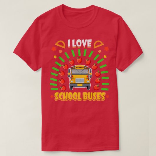 T-shirt I Love school Buses Rainbow Bus Driver Matching 10 (Design devant)