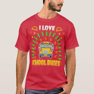 T-shirt I Love school Buses Rainbow Bus Driver Matching 10