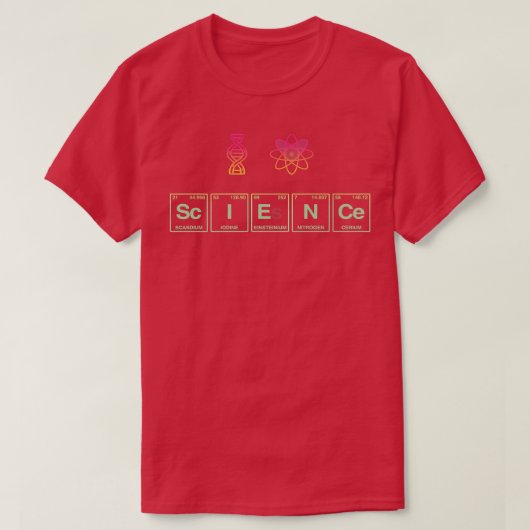 T-shirt I LOVE SCIENCE écrite dans des éléments de tableau (Design devant)