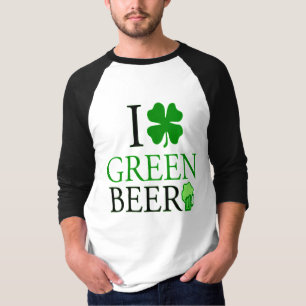 T-shirt I Love "Shamrock" Bière Verte St. Patrick's Day
