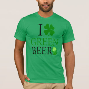 T-shirt I Love "Shamrock" Bière Verte St. Patrick's Day