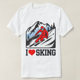 T-shirt I Love Skiing Retro Skier Mountain Graphic