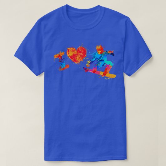 T-shirt i Love Snowboard Splash Paint Watercolor (Design devant)